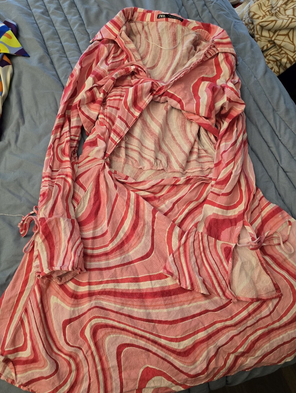 Zara Pink and Cream Striped Lightweight Dress